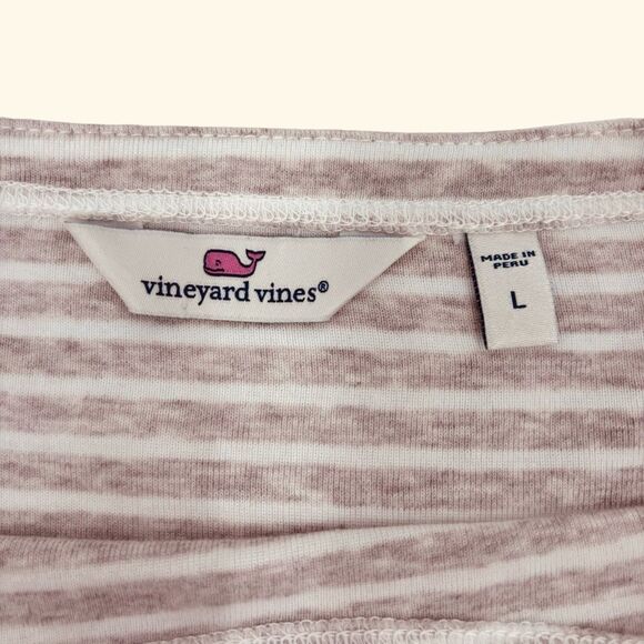 Vineyard Vines Boatneck Simple Tee in Oatmeal Heather Stripe - Picture 6 of 10